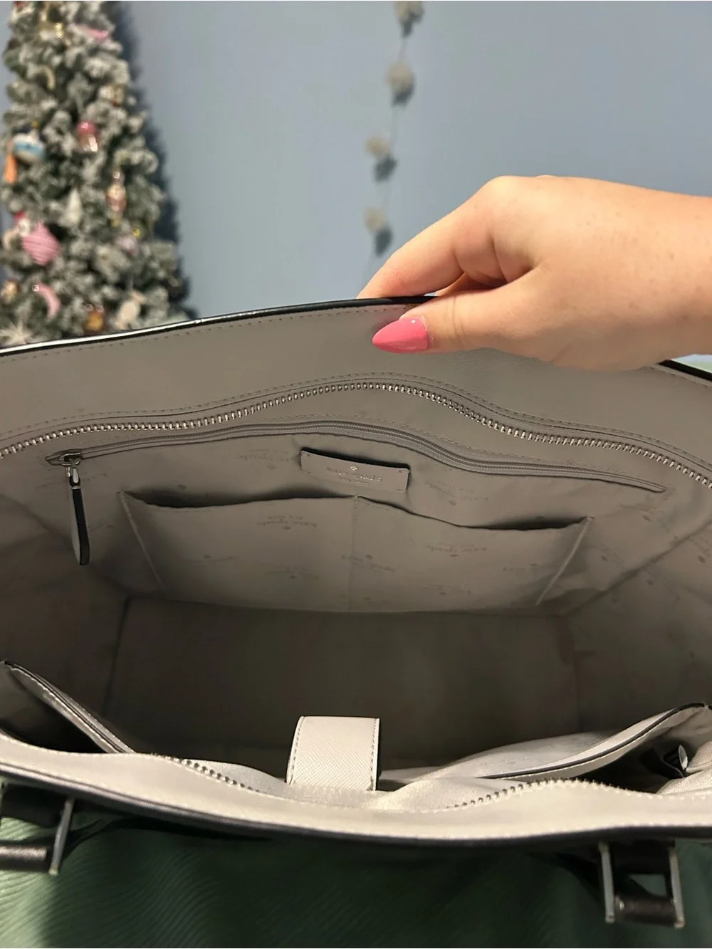 kate spade Cream and Black Structured Saffiano Tote